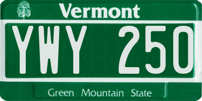 VT license plate YWY250