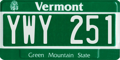 VT license plate YWY251