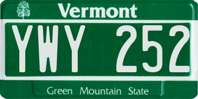 VT license plate YWY252