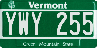 VT license plate YWY255