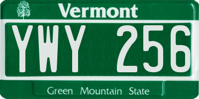 VT license plate YWY256