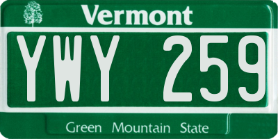 VT license plate YWY259