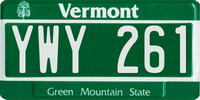 VT license plate YWY261