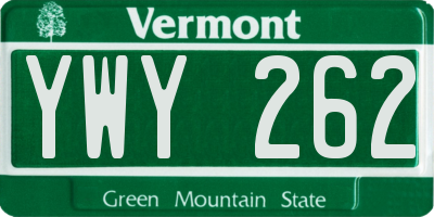 VT license plate YWY262