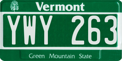 VT license plate YWY263