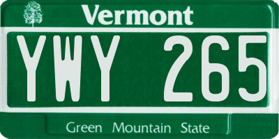 VT license plate YWY265