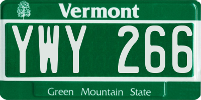 VT license plate YWY266