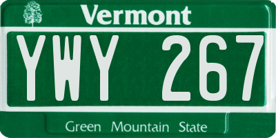 VT license plate YWY267