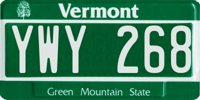 VT license plate YWY268