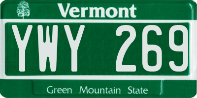 VT license plate YWY269