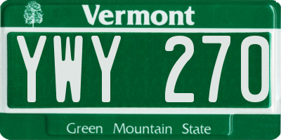 VT license plate YWY270