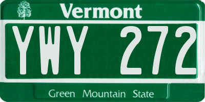 VT license plate YWY272