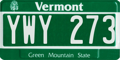 VT license plate YWY273