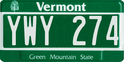 VT license plate YWY274