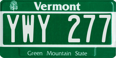 VT license plate YWY277