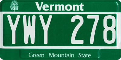 VT license plate YWY278
