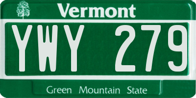 VT license plate YWY279