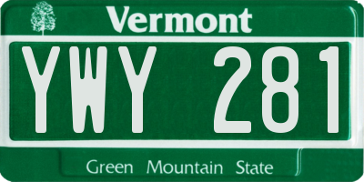 VT license plate YWY281