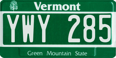 VT license plate YWY285