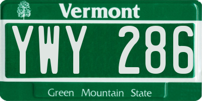 VT license plate YWY286