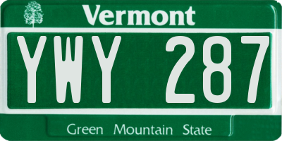 VT license plate YWY287