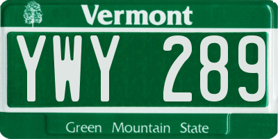 VT license plate YWY289