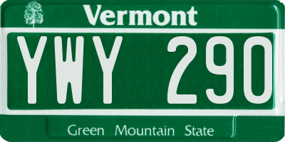 VT license plate YWY290