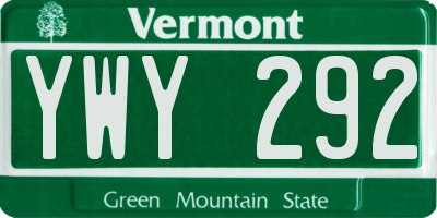 VT license plate YWY292