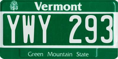VT license plate YWY293