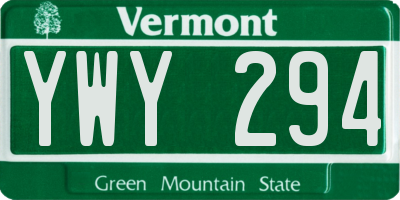 VT license plate YWY294