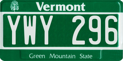 VT license plate YWY296