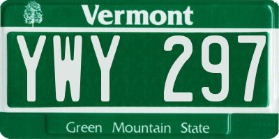 VT license plate YWY297