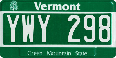 VT license plate YWY298