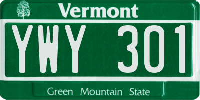 VT license plate YWY301