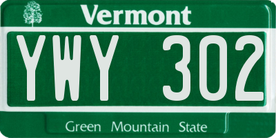 VT license plate YWY302