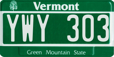 VT license plate YWY303