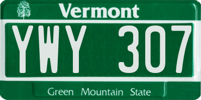VT license plate YWY307