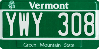 VT license plate YWY308
