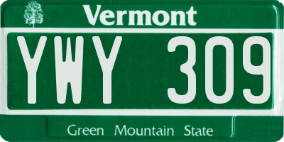 VT license plate YWY309