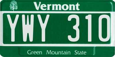 VT license plate YWY310