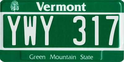 VT license plate YWY317