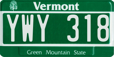VT license plate YWY318