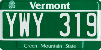 VT license plate YWY319