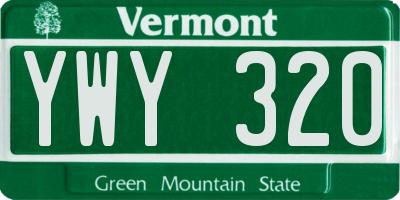 VT license plate YWY320