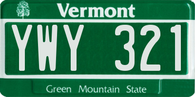 VT license plate YWY321