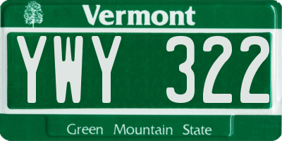 VT license plate YWY322