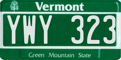 VT license plate YWY323