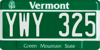VT license plate YWY325