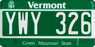 VT license plate YWY326