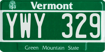 VT license plate YWY329